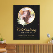 Black Yellow Gold Floral Funeral Welcome Sign Canvas Afdruk (Insitu (Woonkamer))