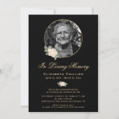 Black Yellow Gold Floral Memorial Service Kaart (Voorkant)