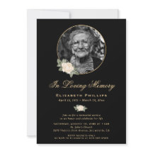 Black Yellow Gold Floral Memorial Service