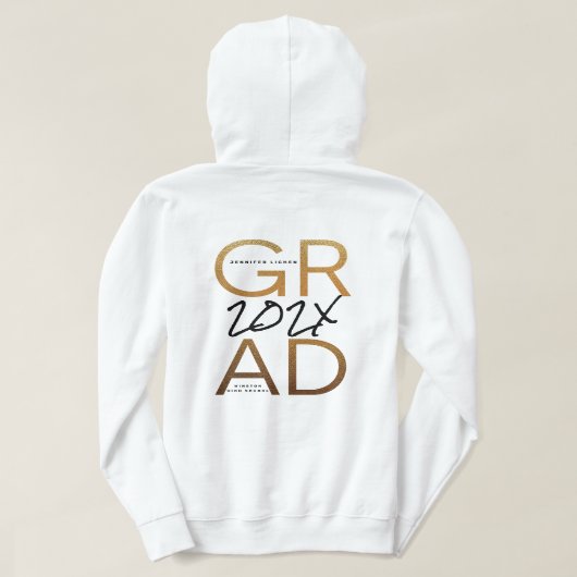 Black Yellow Gold Foil Afstudeerder jaar Aangepast Hoodie (Design achterkant)