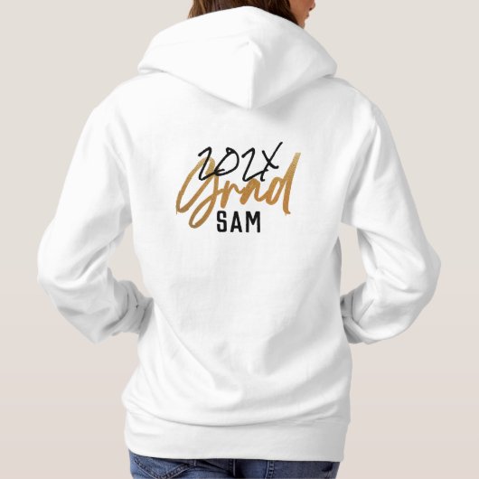 Black Yellow Gold Foil Afstudeerder jaar Aangepast Hoodie (Achterkant)