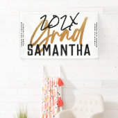 Black Yellow Gold Foil Afstudeerder jaar Aangepast Spandoek (Insitu)