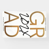Black Yellow Gold Foil Afstudeerder jaar Aangepast Spandoek (Horizontaal)