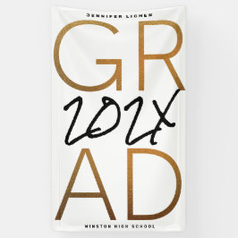 Black Yellow Gold Foil Afstudeerder jaar Aangepast Spandoek