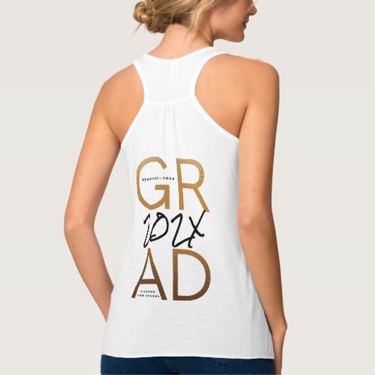 Black Yellow Gold Foil Afstudeerder jaar Aangepast Tanktop (Achterkant)