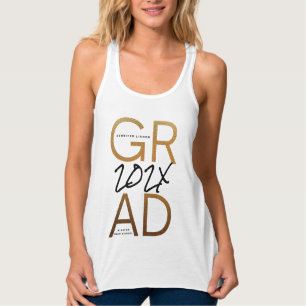 Black Yellow Gold Foil Afstudeerder jaar Aangepast Tanktop