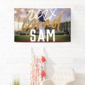 Black Yellow Gold Foil Afstudeerder jaar Eigen FOT Spandoek (Insitu)