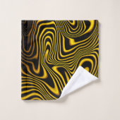 Black Yellow Gold Swirls Texture Bad Handdoek (Wasdoekje)