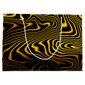 Black Yellow Gold Swirls Texture Groot Cadeauzakje (Achterkant)