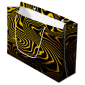 Black Yellow Gold Swirls Texture Groot Cadeauzakje (Voorkant Gekanteld)
