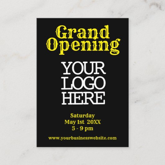 Black Yellow Grand Opening Discount Kaart Visitekaartje (Voorkant)