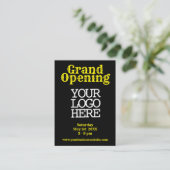 Black Yellow Grand Opening Discount Kaart Visitekaartje (Staand voorkant)