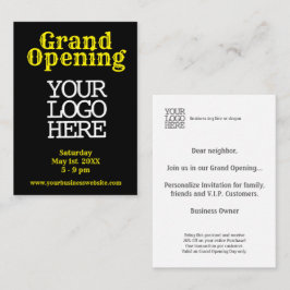 Black Yellow Grand Opening Discount Kaart Visitekaartje