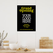 Black Yellow Grand Opening | Venster Logo toevoege Poster (Keuken)