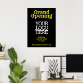 Black Yellow Grand Opening | Venster Logo toevoege Poster (Thuiskantoor)