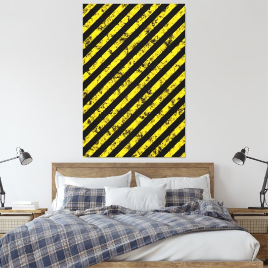 Black Yellow Grunge Caudron tapestandaarspatroon Canvas Afdruk (Insitu (Slaapkamer))