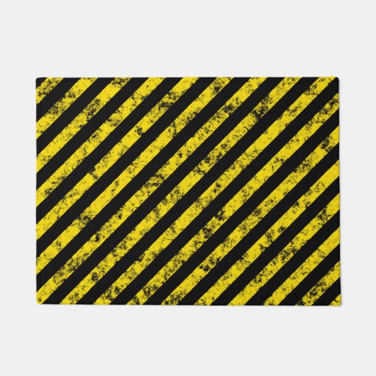 Black Yellow Grunge Caudron tapestandaarspatroon Deurmat (Voorkant)