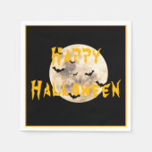Black Yellow Happy Halloween Moon Bats Servet (Voorkant)