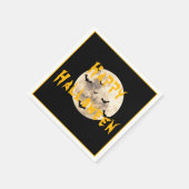 Black Yellow Happy Halloween Moon Bats Servet (Hoek)