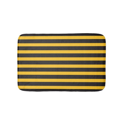 Black Yellow Horizontal Lines Geometric Bee Animal Badmat (Voorkant)