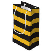 Black Yellow Horizontal Lines Geometric Bee Animal Klein Cadeauzakje (Achterkant Gekanteld)