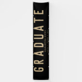 Black Yellow Huge Gold Modern Afstudeerder koninkl Spandoek (Verticaal)