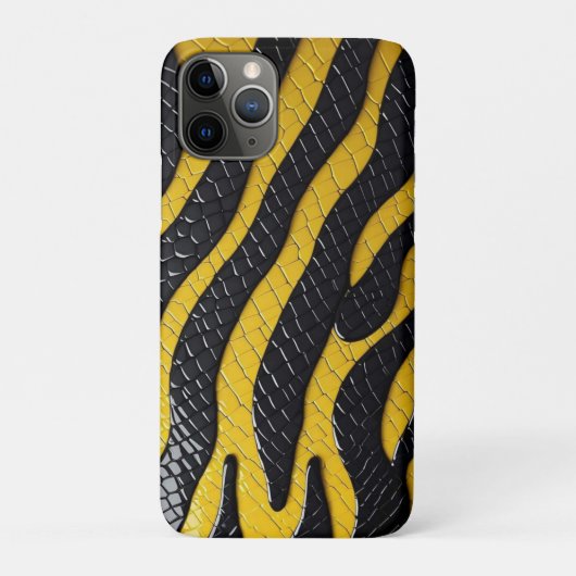Black & Yellow Luxury Modern Animal skin Case-Mate iPhone Case (Achterkant)