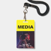 Black & Yellow Media All Access Pass ID Badge (Voorzijde met lanyard)