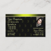 Black Yellow met Logo Foto en monogram Visitekaartje (Achterkant)