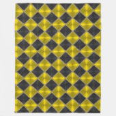 Black Yellow Metallic look Squares met Gold Fleece Deken (Voorkant)