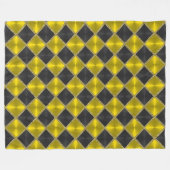 Black Yellow Metallic look Squares met Gold Fleece Deken (Voorkant (Horizontaal))