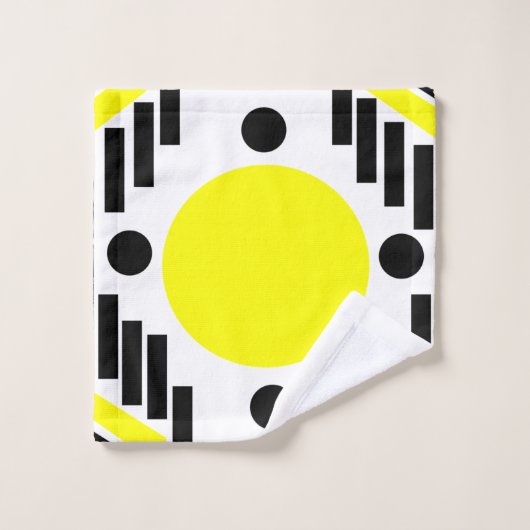 Black Yellow Modern Geometric Pattern Bad Handdoek (Wasdoekje)