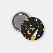 Black Yellow Night Sky Buitenspace Rocket Magneet (Voorkant / Achterkant)