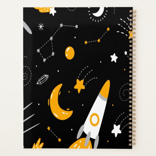 Black Yellow Night Sky Buitenspace Rocket Planner (Achterkant)