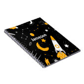 Black Yellow Outer Space Galaxy Rocket Notitieboek (Rechterzijde)