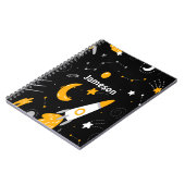 Black Yellow Outer Space Galaxy Rocket Notitieboek (Linkerzijde)