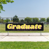 Black Yellow Pink Gold Editable Afstuderen Sign. Spandoek (Insitu)