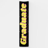 Black Yellow Pink Gold Editable Afstuderen Sign. Spandoek (Verticaal)