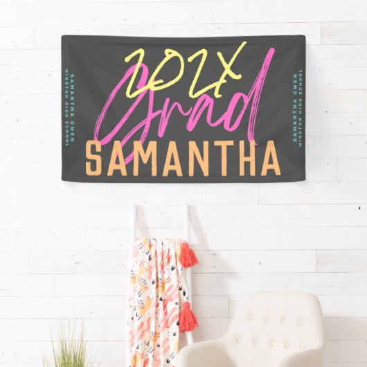 Black Yellow Pink Green High School Afstudeerder F Spandoek (Insitu)