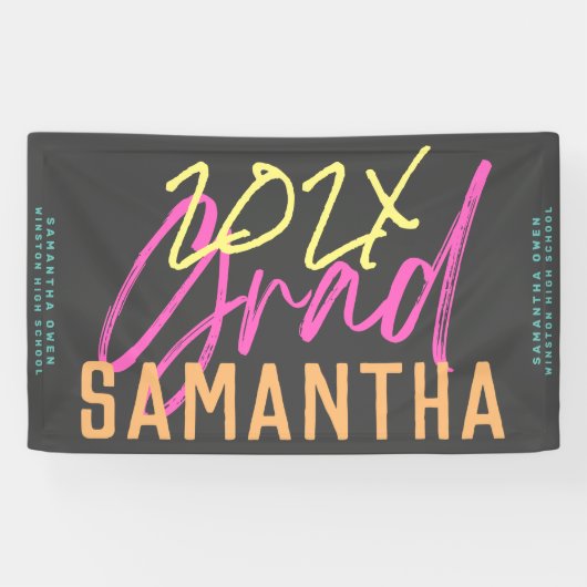 Black Yellow Pink Green High School Afstudeerder F Spandoek (Horizontaal)