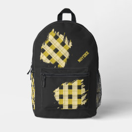 Black, Yellow Plaid Patches, Name  Bedrukte Rugzak