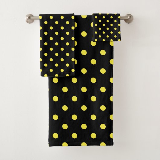 Black Yellow Polka Dot Bad Handdoek (Insitu)