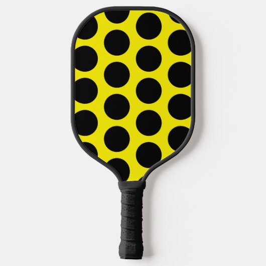 Black/Yellow Polka Dots Pickleball Paddle (Achterkant)