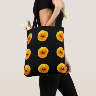 Black Yellow Poppy Flower Floral Pattern Weddensch Tote Bag