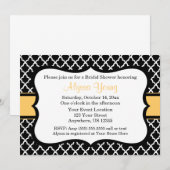 Black Yellow Quatrefoil uitnodiging (Voorkant / Achterkant)