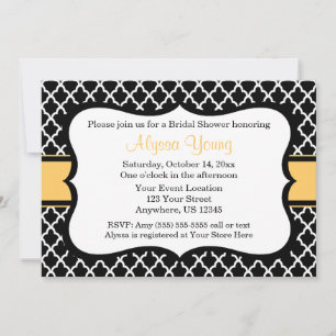 Black Yellow Quatrefoil uitnodiging