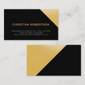 Black Yellow Simple Plain Visitekaartje (Voorkant / Achterkant)