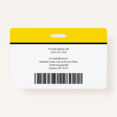 Black Yellow Sjabloon Business Logo Photo Name ID Badge (Achterkant)