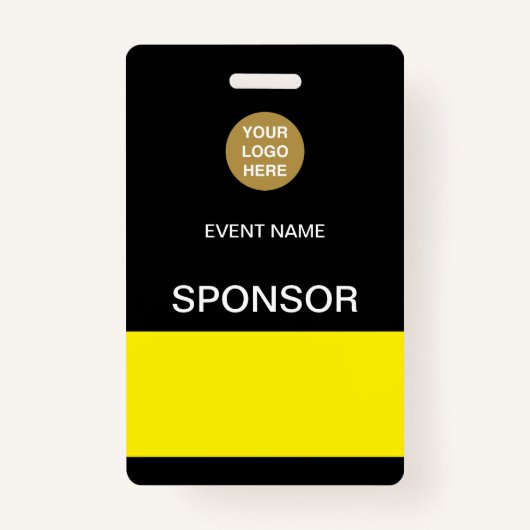 Black Yellow Sponsor Event ID-badge Badge (Voorkant)
