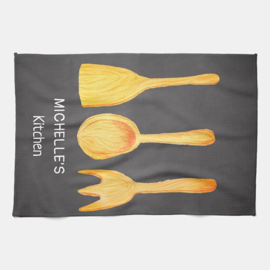 Black Yellow Spoon Spatula-gereedschap Theedoek (Horizontaal)